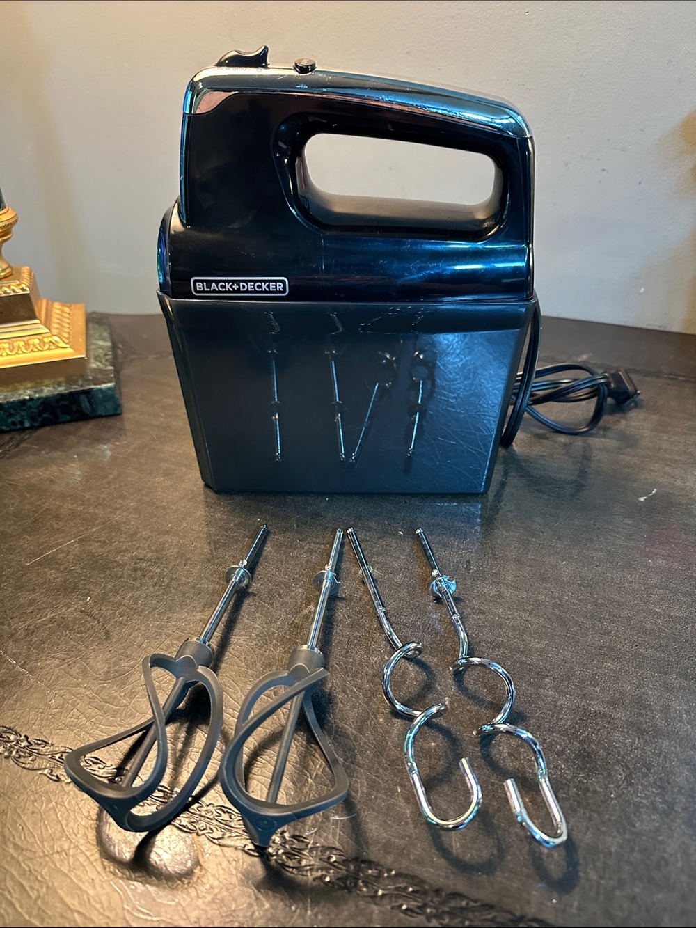 Black & Decker Black Hand Mixer with Storage Case and Attachments